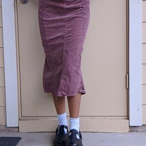 90s Benetton Corduroy Flutter Trumpet Midi Skirt - image 1